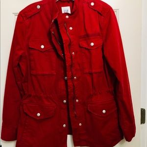 Red military style jacket
